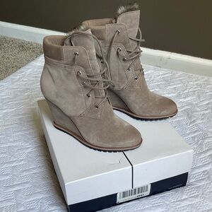 Dolce Vita Taupe Lace Up Wedge Boots
